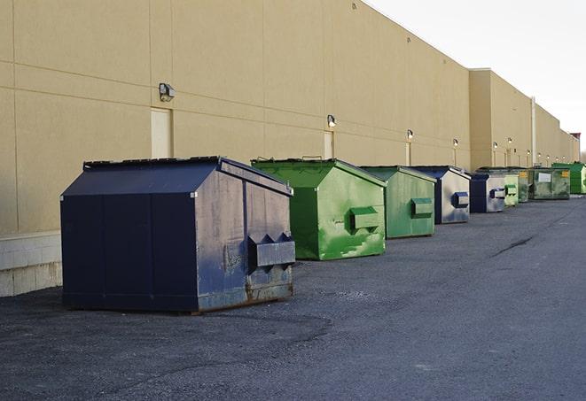 dumpsters lined up waiting to be filled with construction waste in Bethel Island, CA